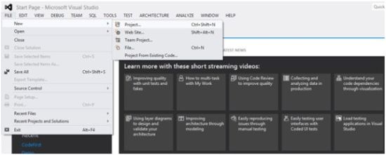 create new project in asp